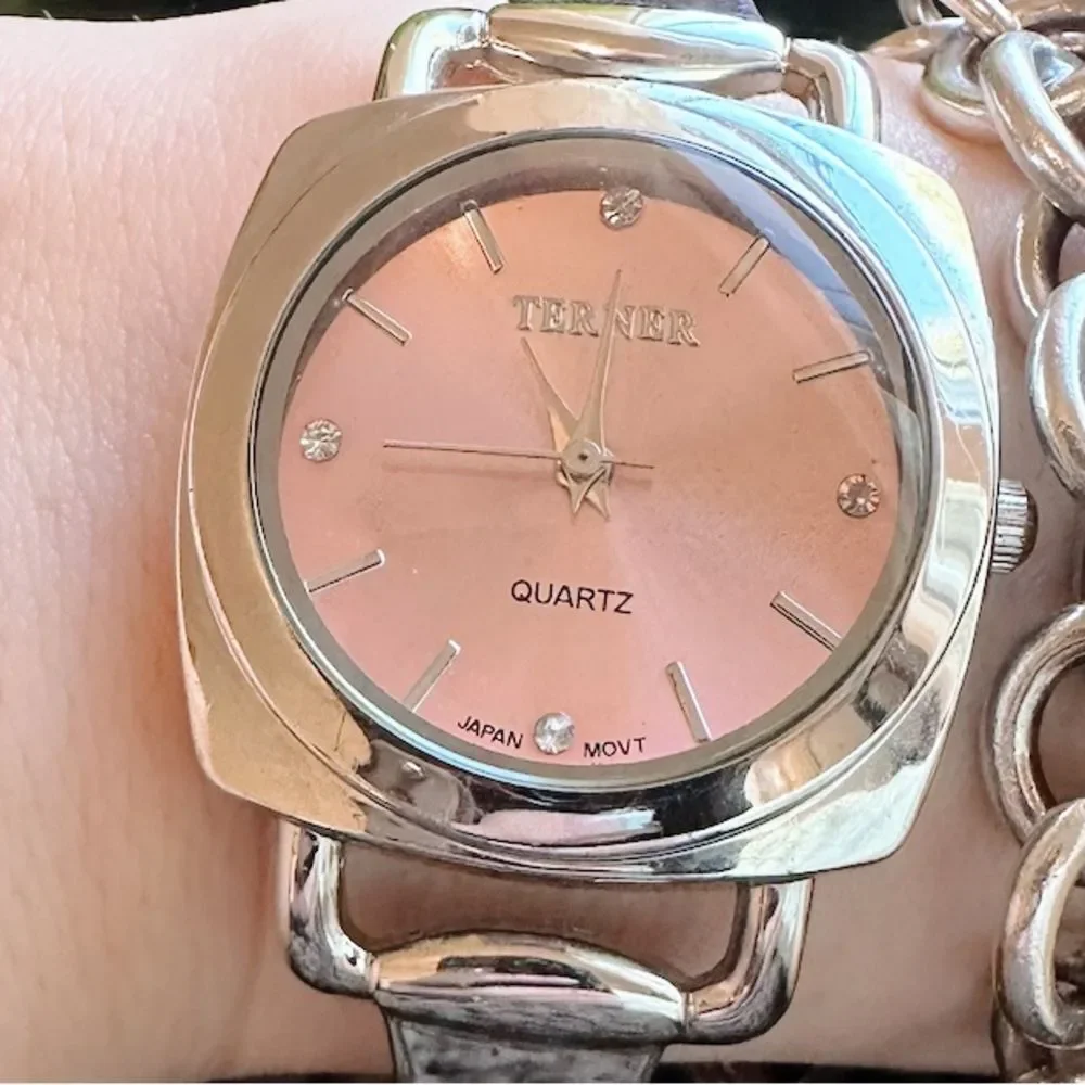 Vintage Silver & Pink Terner Watch